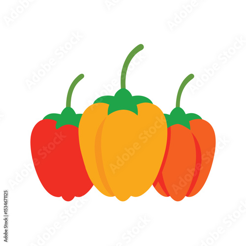 Vibrant Trio Red, Orange, and Yellow Bell Peppers