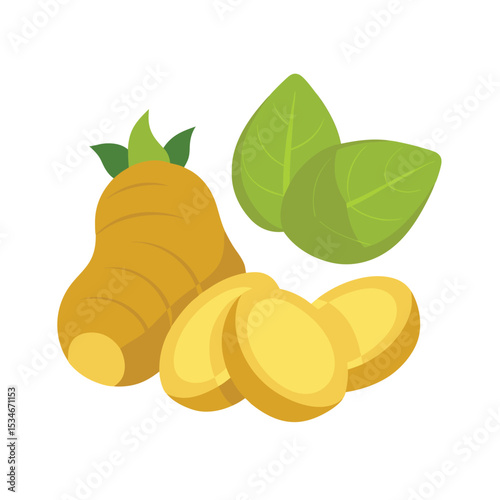 Fresh Ginger Root and Slices A Healthy Culinary Ingredient