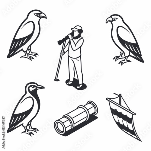 Elegant Bird Designs Logo Elements perfect for Branding Nature Conservation Projects or Ornithology related Businesses