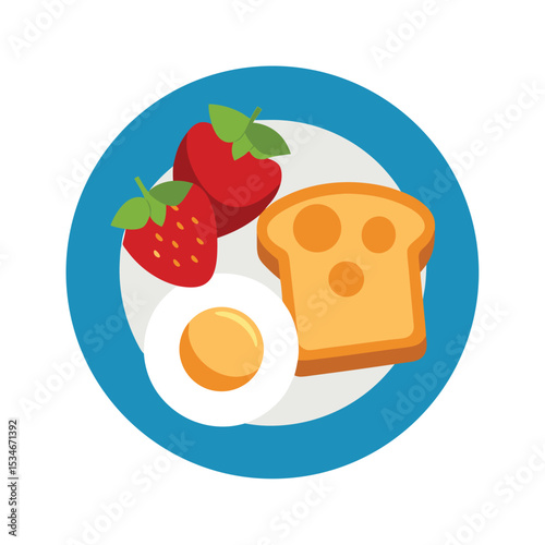 Delicious and Healthy Breakfast Egg, Toast, and Strawberries