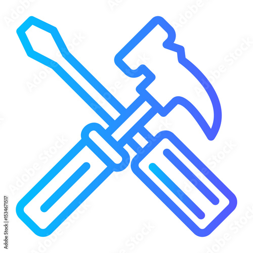 hammer and screwdriver crossed icon	