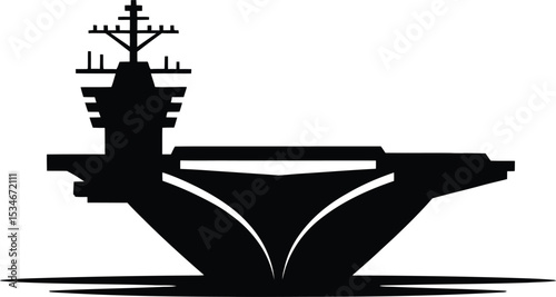 Aircraft Carrier Ship Black Silhouette Vector