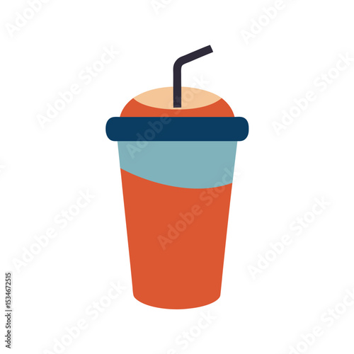 Refreshing Summer Drinks A Colorful Illustration of a Disposable Cup with a Straw