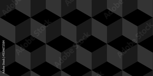 Minimal abstract dark black background from cubes vector art. Geometric tiles and mosaic creative stylish seamless pattern block cube background. minimal hexagon Cubes mosaic shape vector design