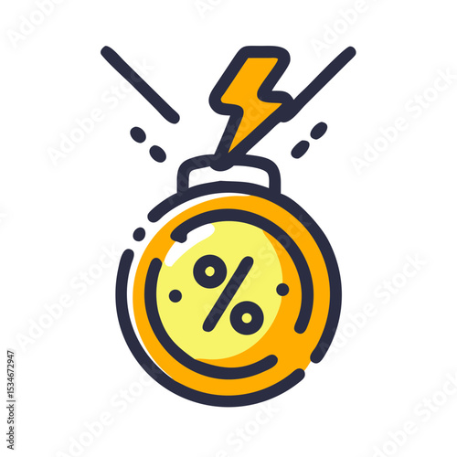 Flash sale medal icon graphic design illustration with discount tag copy space