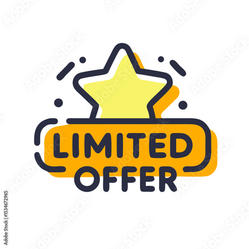 Limited offer star icon graphic design illustration with promotional badge copy space