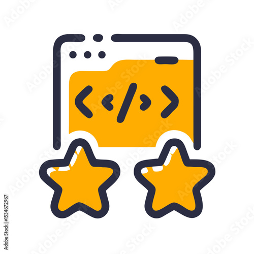 Coding platform star rating icon graphic design illustration with code symbols copy space