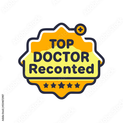 Top doctor recommended badge graphic design illustration with stars copy space