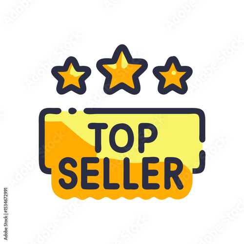 Top rated seller icon graphic design illustration with stars copy space