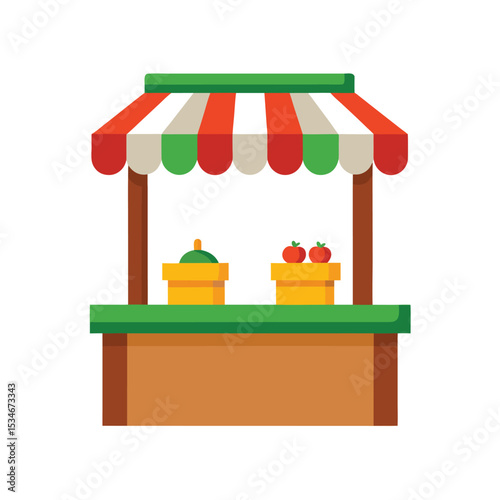 Vibrant Farmers Market Stall Fresh Produce and Colorful Canopies