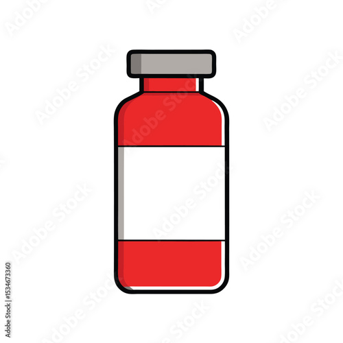 Medical Vial  A Detailed Illustration of a Red Pharmaceutical Bottle