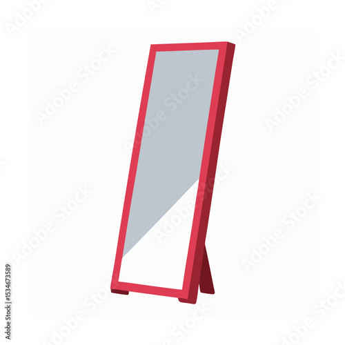 Full-Length Red Standing Mirror Reflection and Style