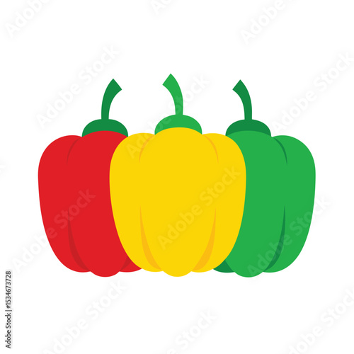 Vibrant Trio Red, Yellow, and Green Bell Peppers