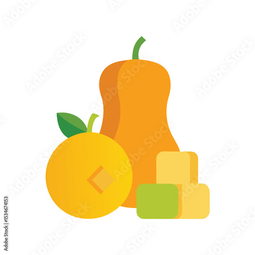 Vibrant Autumn Harvest Butternut Squash, Orange, and Cubes of Sweetness