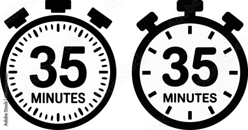 Timer Icon 35 Minutes Vector – Bold Stopwatch Symbol for Countdown, Schedule, and Time Management Design

