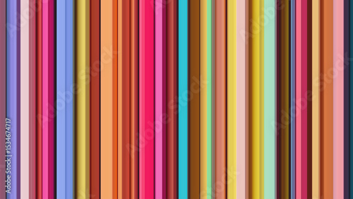 Vibrant vertical stripes with rich summer colors and chaotic arrangement. Bright vertical random stripe pattern arranged with playful irregularity and layered effect for digital decor or modern design