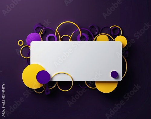 Abstract background: blank card, colorful geometric shapes, copy space