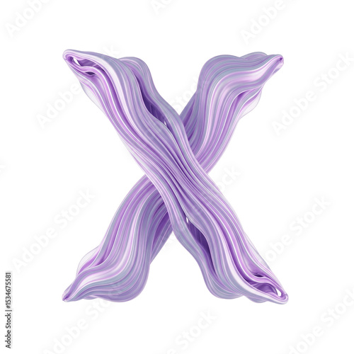 Abstract Wavy Gradient Letter X Isolated Transparent Background