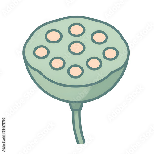 Illustration of a Traditional Steamed Lotus Seed Bun in Soft Green Colors