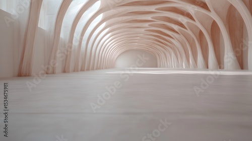 Abstract Architectural Interior with Elegant Arches and Smooth, Polished Floor