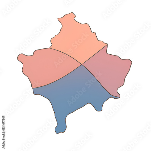 Colorful Abstract Map Illustration with Soft Pastel Shades on Transparent Background