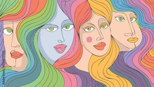 Minimalist Line Art Faces Pattern 