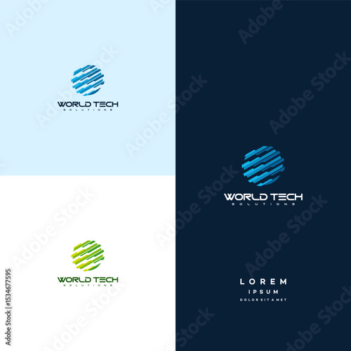 Modern World Tech logo designs concept vector illustration, Abstract Circle Technology logo template, Wire Tech logo designs vector