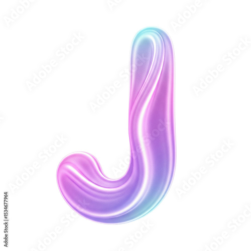 Abstract Wavy Gradient Letter J Isolated Transparent Background