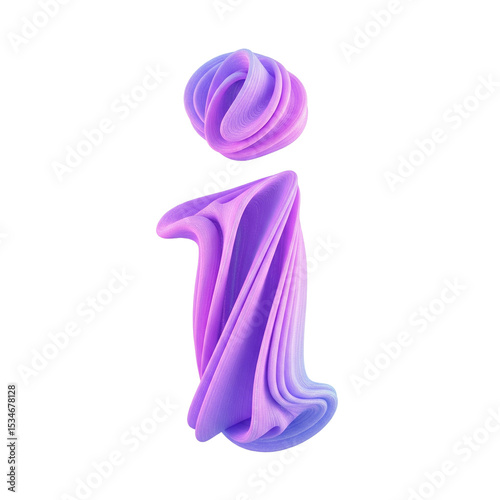 Abstract Wavy Gradient Letter i Isolated Transparent Background