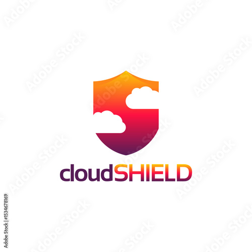 Cloud Shield logo designs concept vector, Online Shield logo inspiration vector