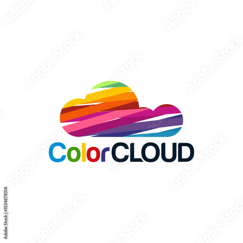 Abstract Colorful Cloud Logo designs concept vector