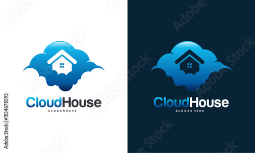 Cloud House logo designs concept vector