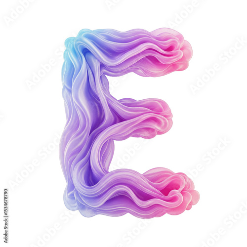 Abstract Wavy Gradient Letter E Isolated Transparent Background