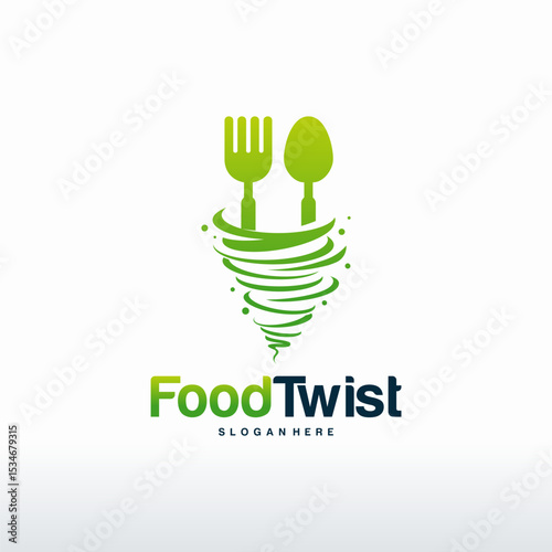 Food logo, Restaurant symbol, Food Twist logo template designs concept vector