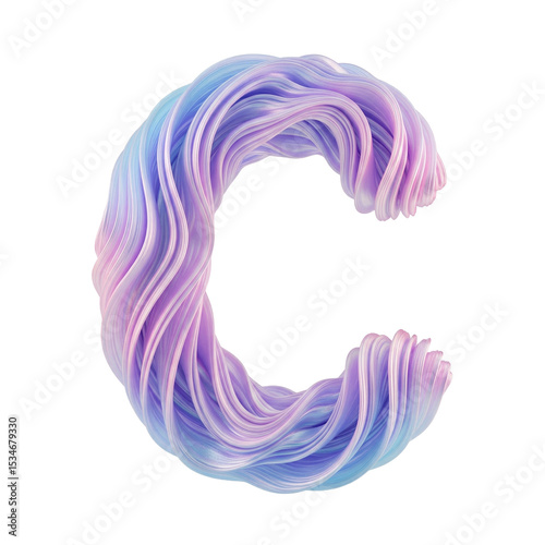 Abstract Wavy Gradient Letter C Isolated Transparent Background