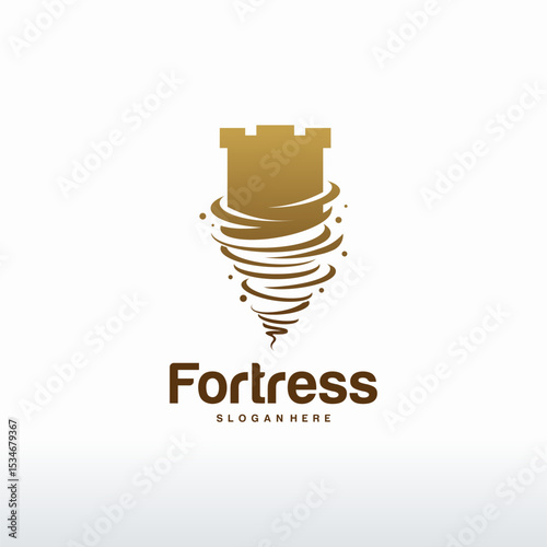 Tornado Shield logo designs, Fortress logo template designs