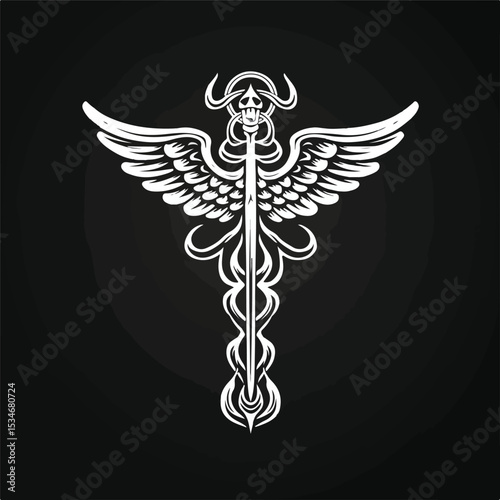 Medical Caduceus Icon Design: Professional Vector Illustration for Healthcare Industry
