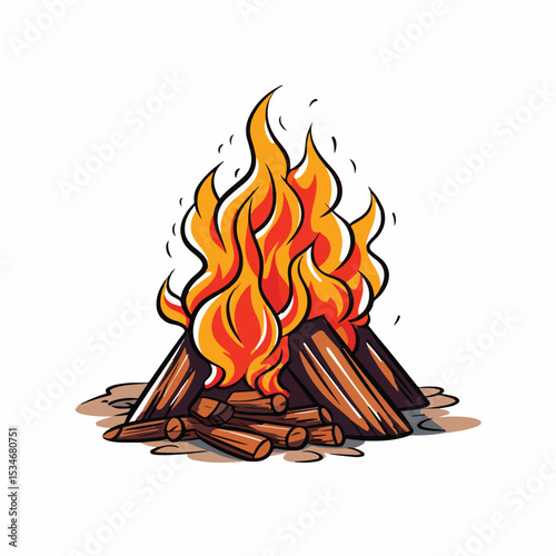 Illustration of a Isolated Campfire Flame Icon for Camping Purposes