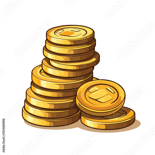 Financial wealth concept with neatly arranged coins in a vector illustration