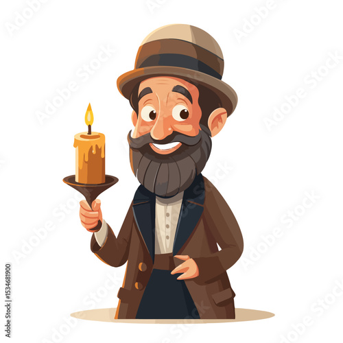 Hanukkah Jewish Man Illustration Isolated Vector for Holiday Designs
