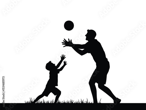 silhouette of a father playing with his son