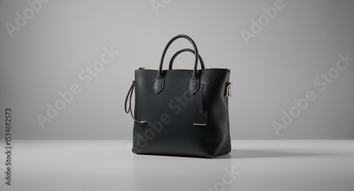 Minimalist Black Leather Tote Bag Product Shot