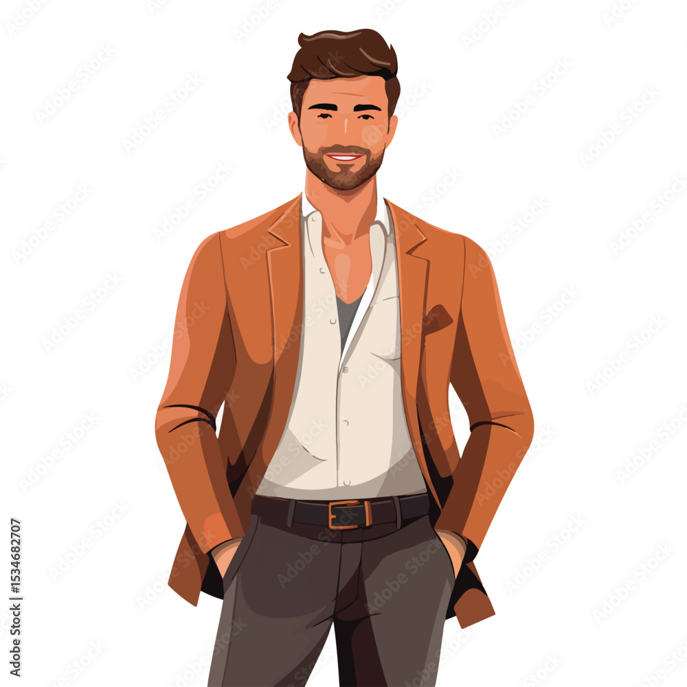 Fototapeta premium Professional Men Avatar Cartoon Character with Fashion Casual Clothing for Marketing Materials