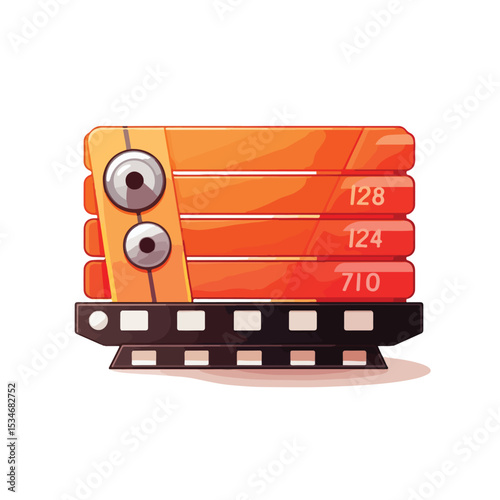 Professional Movie Clapperboard and Numbers Icon Vector Illustration for Multimedia Presentations