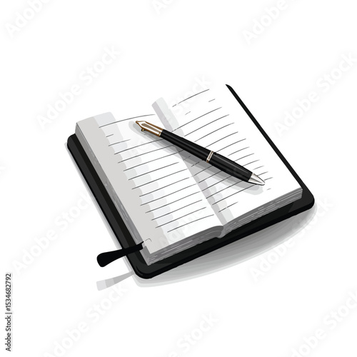 Professional Notepad with Fountain Pen Icon Vector Illustration for Writing and Note-Taking Purposes