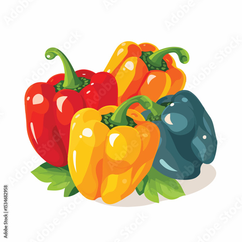 Colorful Peppers Food Flat Illustration Vector for Culinary Concepts and Healthy Recipes