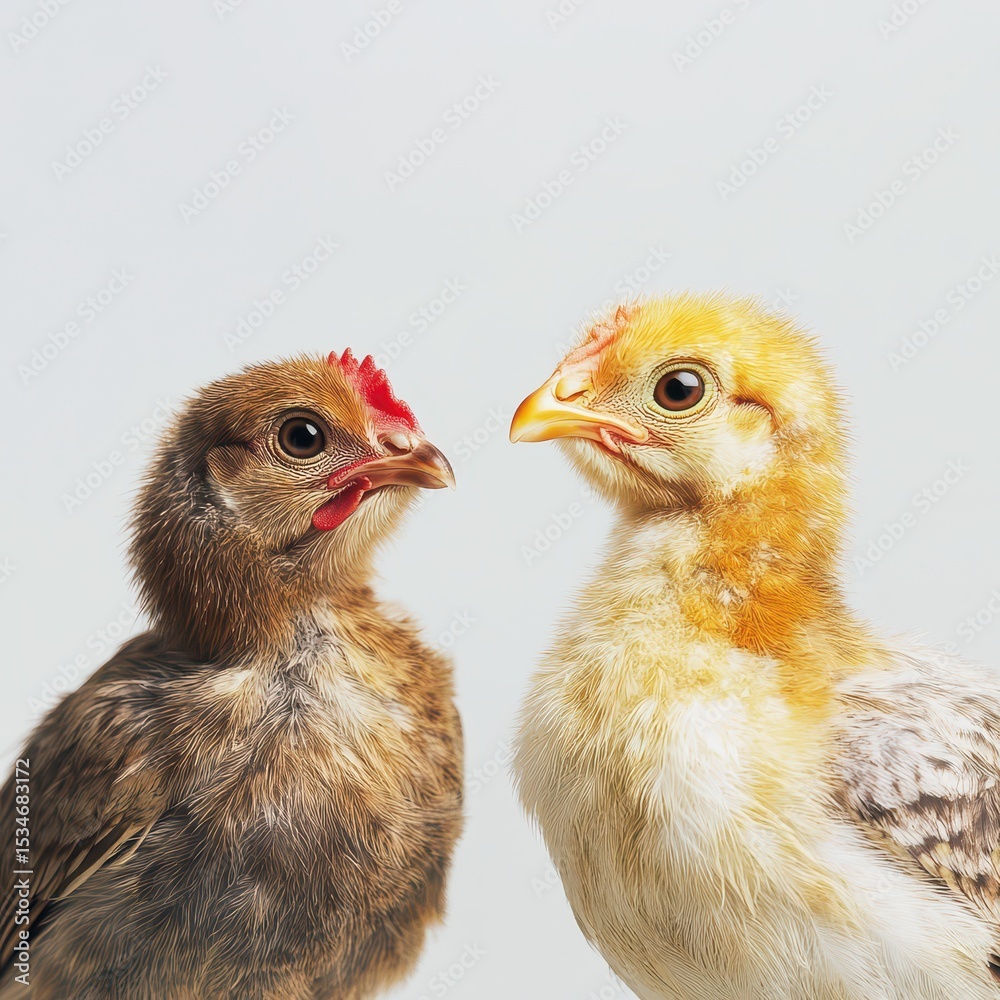 Fototapeta premium Two young birds facing each other in bright light