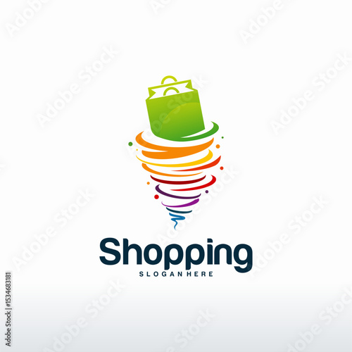 Colorful Shopping logo designs concept vector, Twist Sale logo template