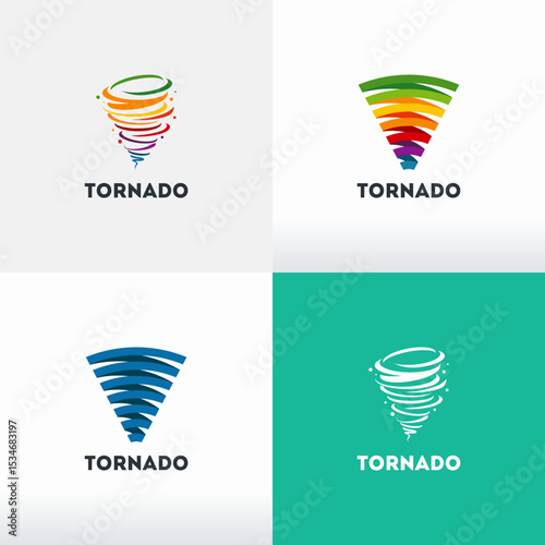 Set of Tornado logo symbol isolated, Abstract Hurricane Logo Symbol, Typhoon vector illustration