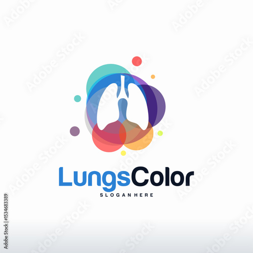 Colorful Lungs logo vector, Health lungs logo designs template, design concept, logo, logotype element for template